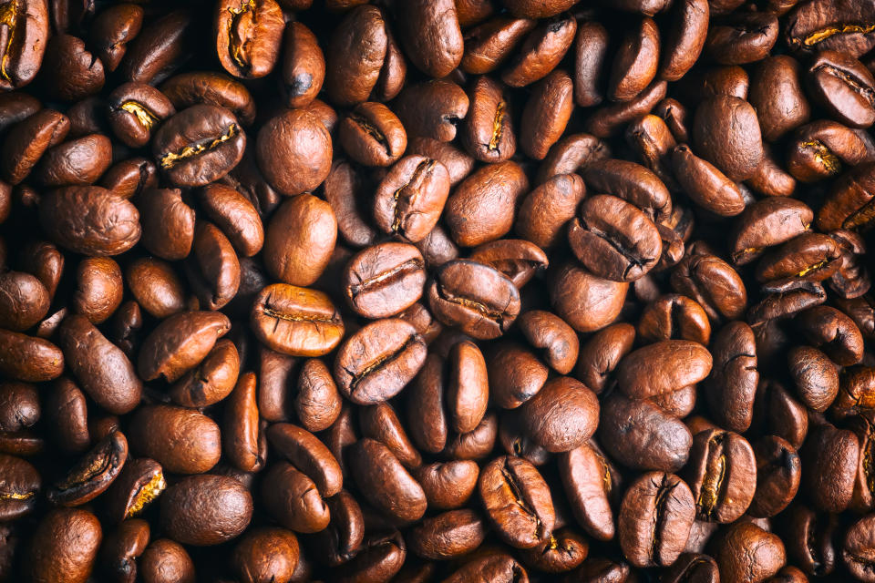 The surface of the roasted Coffee beans